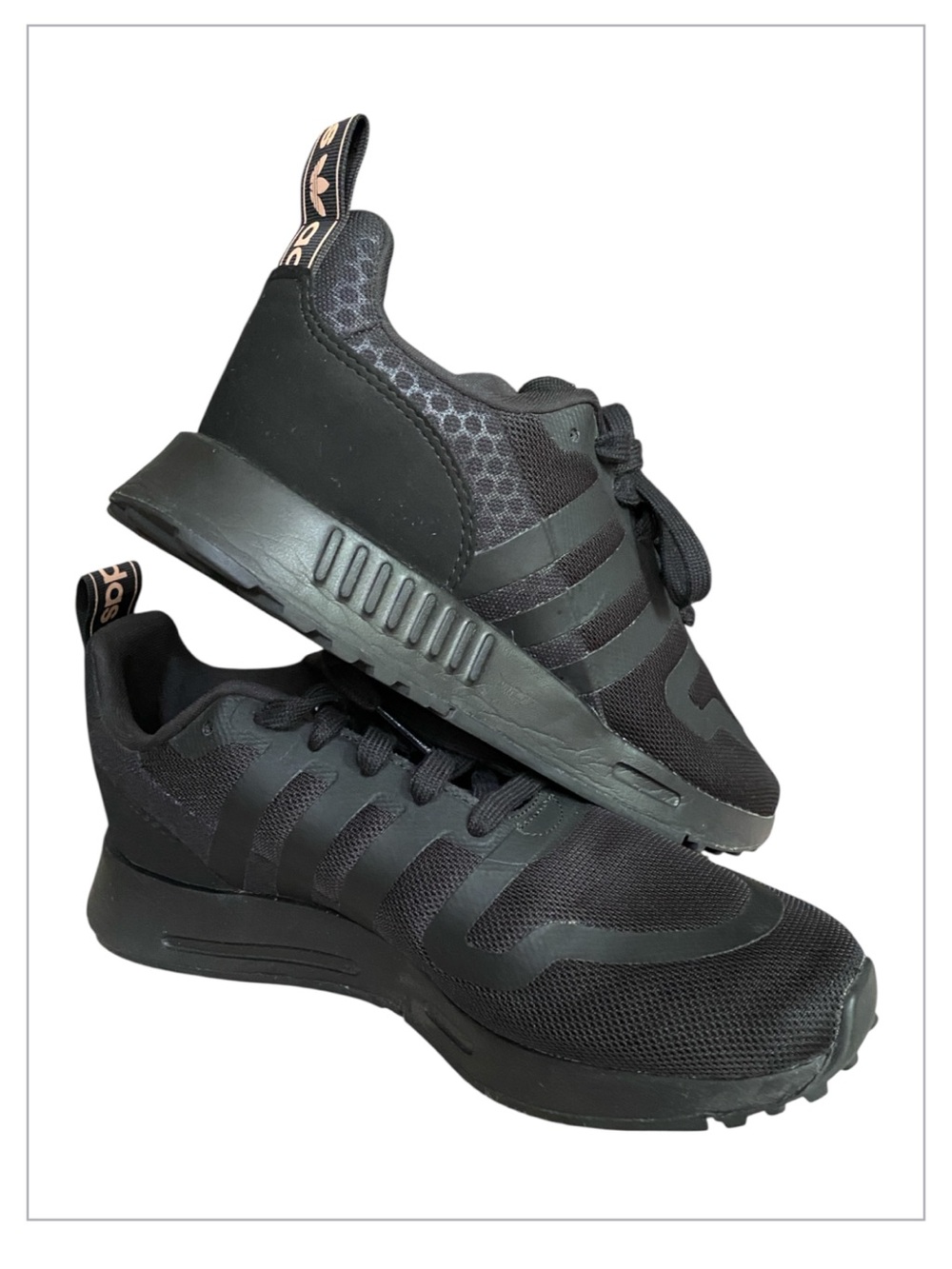adidas Women’s Black Athletic Sneakers with Subtle Rose Accents